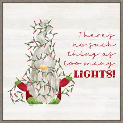 Gnome for Christmas Sentiment V-Lights by Tara Reed Canvas Art Framed - 22 x 22 in
