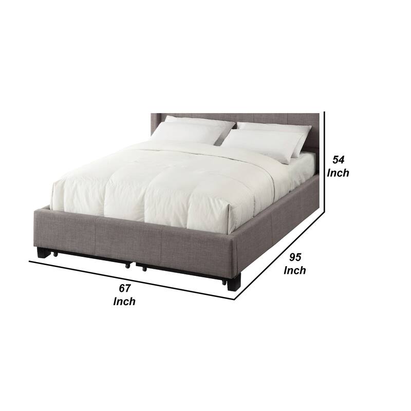 Le Low Profile Queen Uphosltered Bed with Storage, Linen, Gray