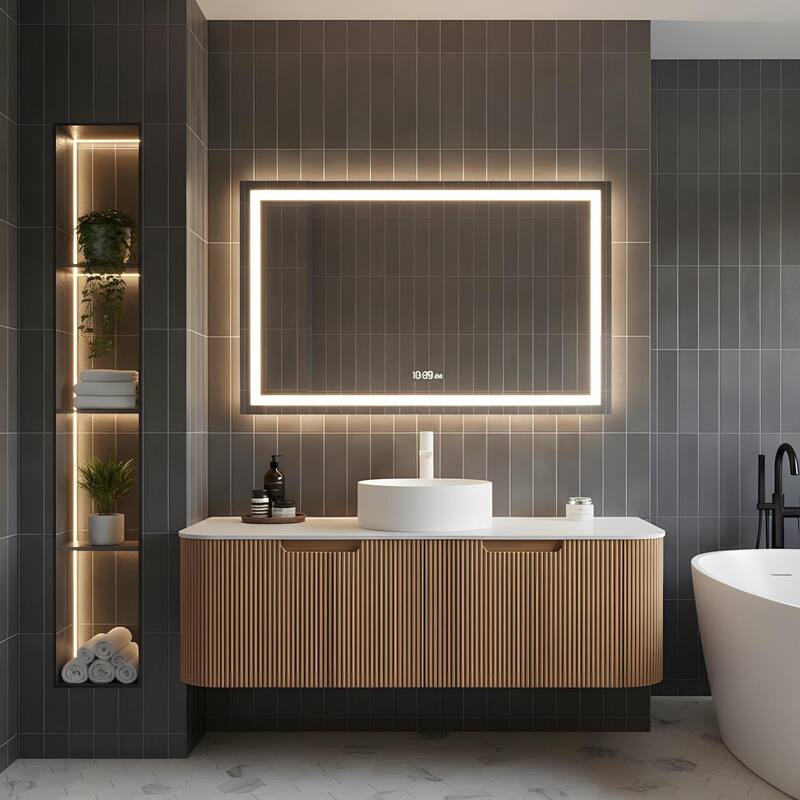 Wall Mounted Bathroom with White Round Ceramic Basin and Drawer