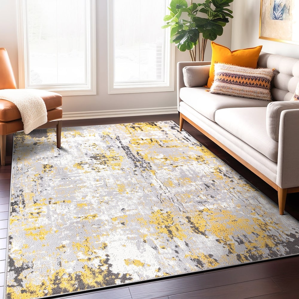 World Rug Gallery Distressed Modern Abstract Area Rug