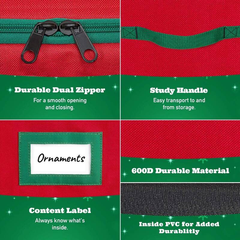 Premium Christmas Ornament Storage Box - Hold Up to 72 - 3 Inch Ornaments, + 8 Side Slots for Figurines, Nutcrackers, etc.