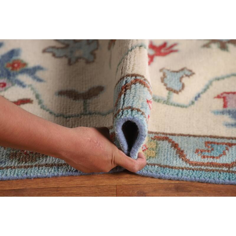Light Blue Oushak Area Rug Handmade Wool Carpet - 9'0" x 11'9"