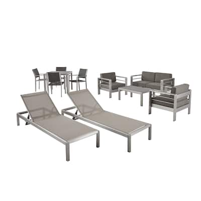Cape Coral Outdoor Dining Set + Conversation Set + Chaise Lounges + Coffee Table by Christopher Knight Home
