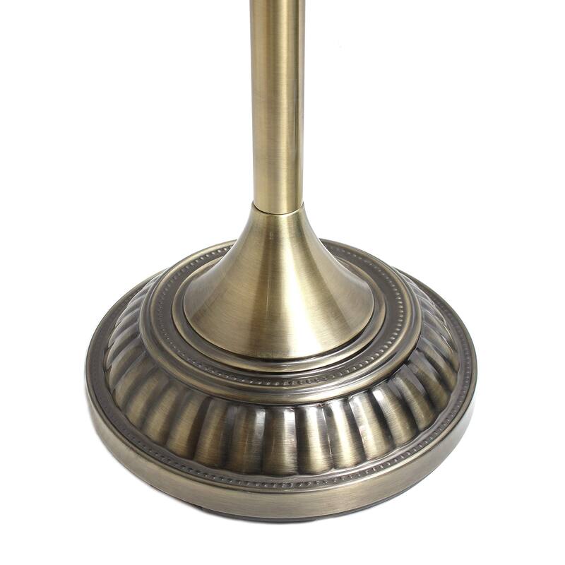 LF2001-ABS 1 Light Torchiere Marbleized White Glass Shade Floor Lamp, Antique Brass