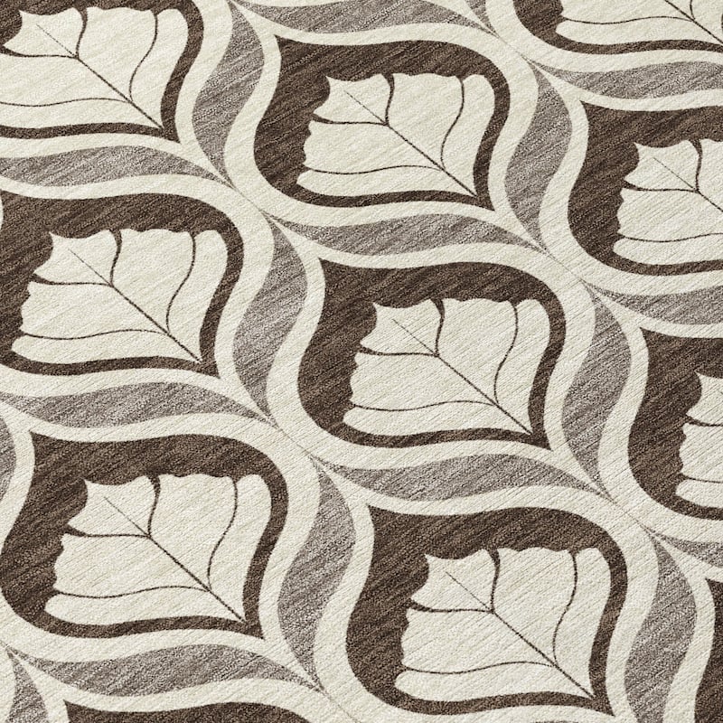 Machine Washable Indoor/ Outdoor Modern Trellis Chantille Rug