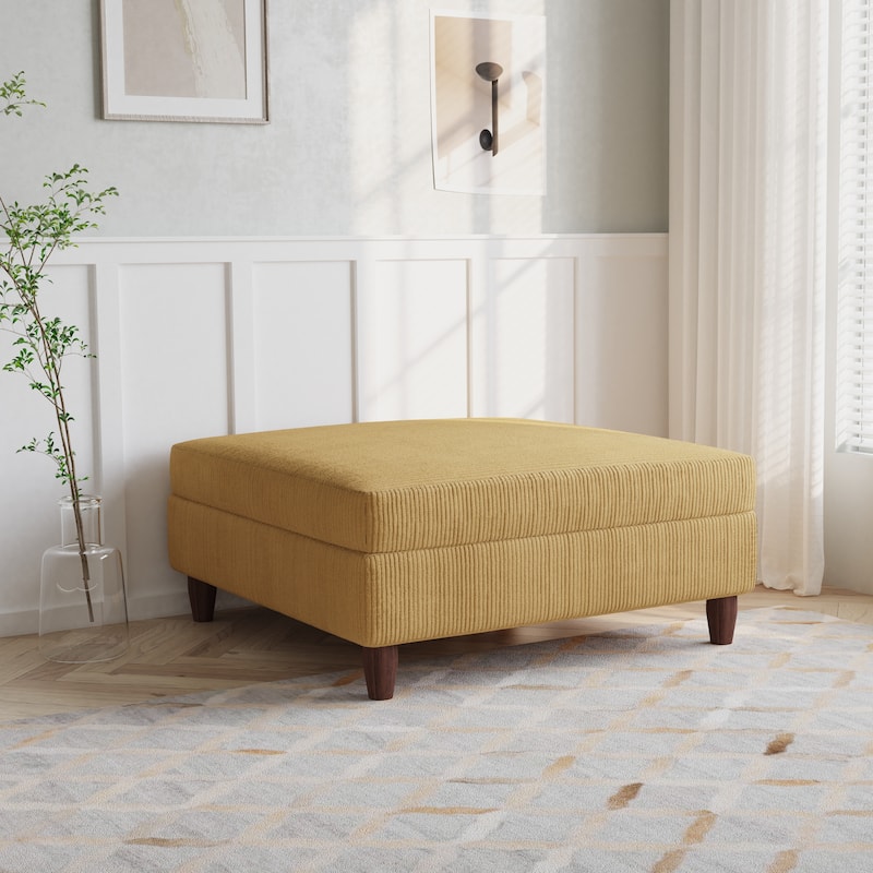 Corduroy Accent Chair with Ottoman Modular Couch Sectional Sofa - Ottoman - Orange/Ottoman