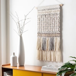 Livabliss Hatty Boho Textured & Tasseled Wall Hanging - 32"H x 19"W
