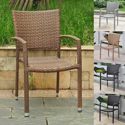 Barcelona Resin Wicker/Aluminum Outdoor Dining Chairs (Set of 2)