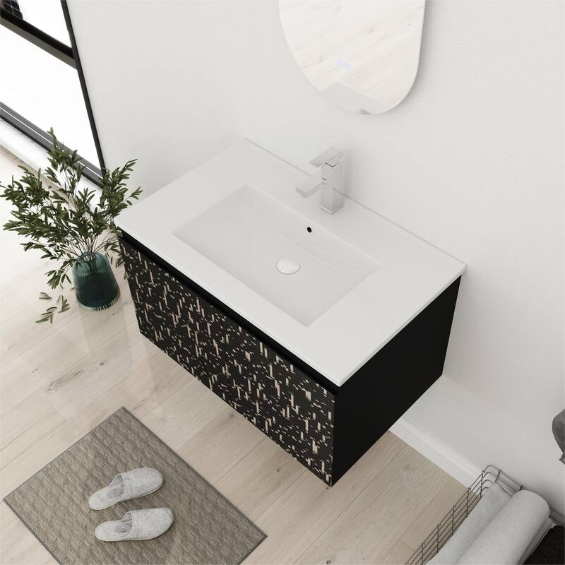 Bathroom Vanity With Sink In 24/30 Inch, Floating Bathroom Vanity with Soft Close Door