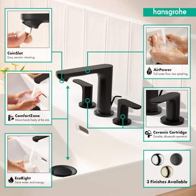 Hansgrohe 72530 Rebris S 1.2 GPM Widespread Bathroom Faucet with