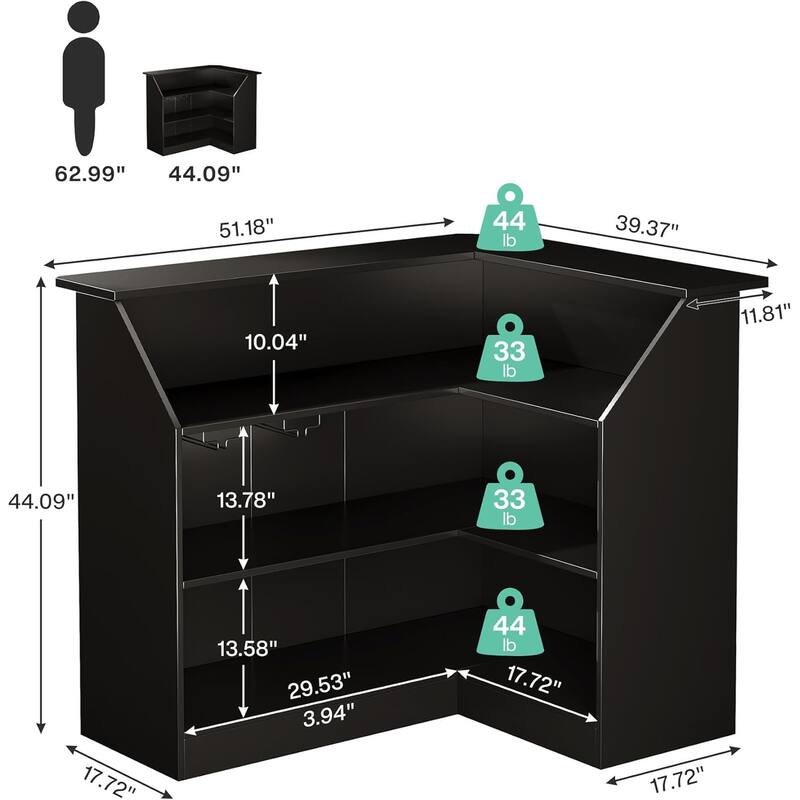 Reception Desk with Storage Shelves, L-Shaped Modern Front Desk