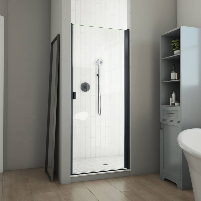 DreamLine Alliance Swing BG 30 in. W x 66 in. H Semi-Frameless Swing Shower Door in Matte Black and Clear Glass
