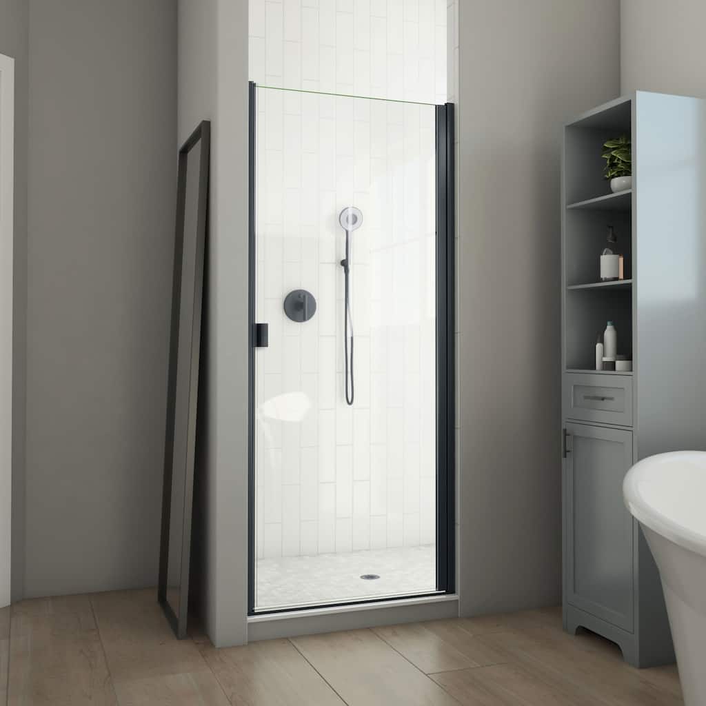 DreamLine Alliance Swing BG 30 in. W x 66 in. H Semi-Frameless Swing Shower Door in Matte Black and Clear Glass