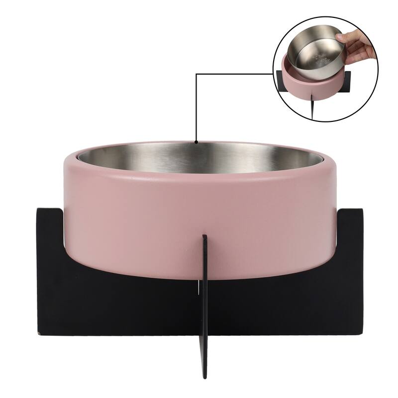 Intersecta Concrete & Steel Pet Feeder - 16oz with Metal Stand