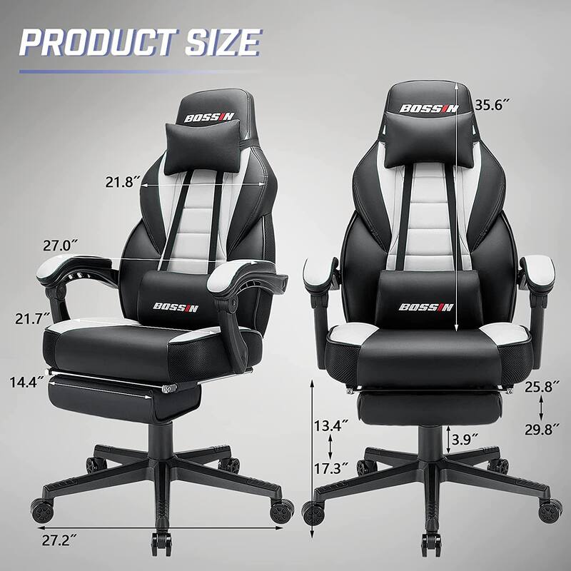 BOSSIN Racing Style Gaming Chair,400 lbs Big and Tall gamer chair High Back Computer Chair