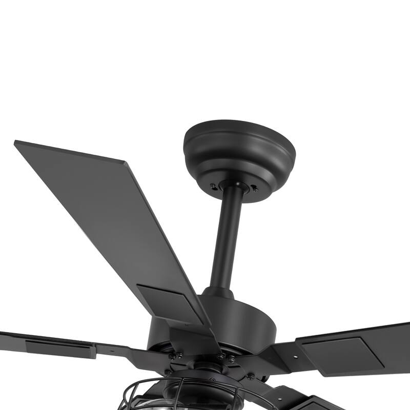 48" Industrial Wooden Reversible 5-Blade Ceiling Fan with Light and Remote
