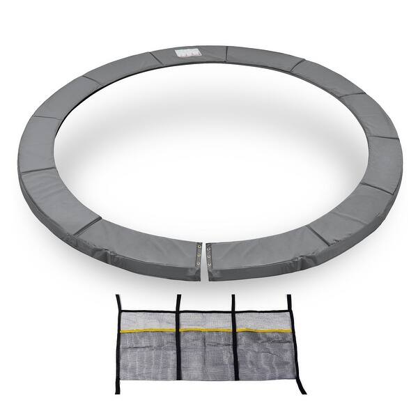 slide 1 of 1, ExacMe Premium Trampoline Pad Replacement, 0.8-in Thick Safety Spring Cover with Opening, Storage Bag, Grey