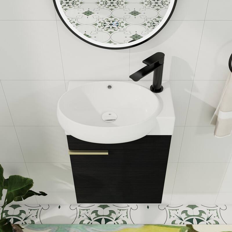ARTCHIRLY 16/23 Inch Bathroom Vanity with Sink, Floating/Freestanding Bathroom Vanity with Soft Close Door