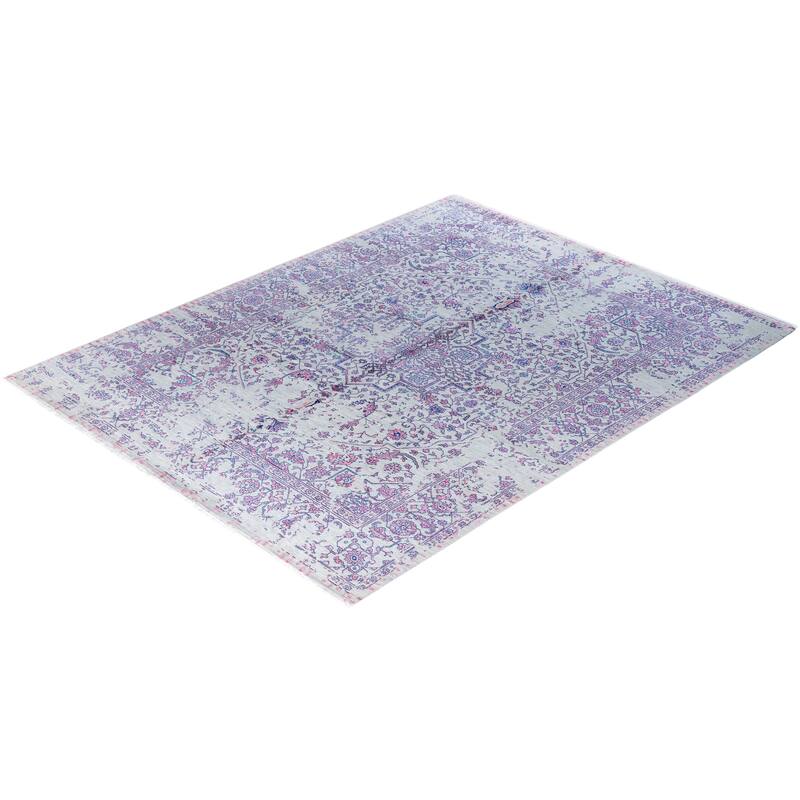 Ikat One-of-a-Kind Hand-Knotted Area Rug - Gray, 8' 1" x 10' 4" - 8' 1" x 10' 4"