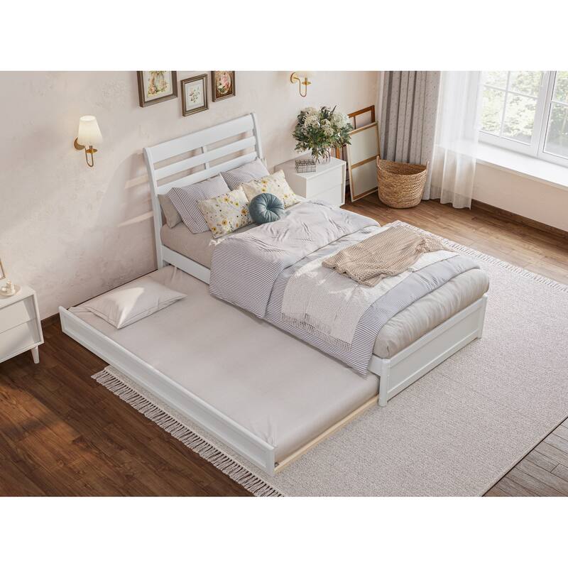 Emelie Platform Bed with Panel Footboard and Twin XL Trundle