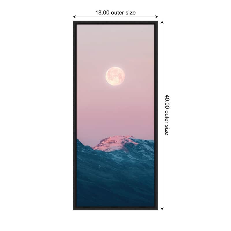 Kate and Laurel Sylvie Pastel Moonrise over Icelandic Mountains Framed Canvas by Michael Schauer