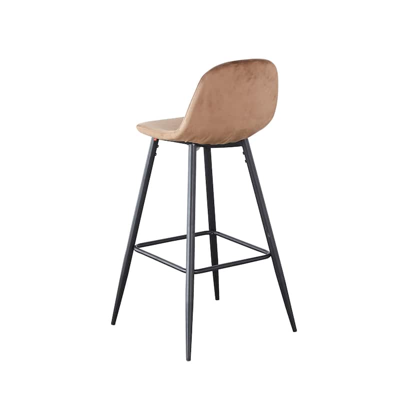 30 Inches Velvet Barstool Modern Counter Bar Height Chair for Kitchen Bar, Set of 2 - 19.3"D x 19.3"W x 39.1"H