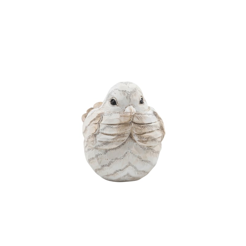 The Set of 3 Decorative Bird Figurines, Creative Room and Desktop Decor, Cream with Brown/Gray Details, 6 L x 4 W x 5 H