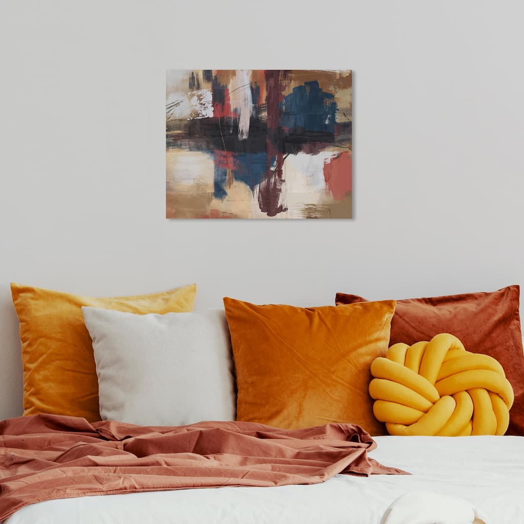 Wynwood Studio Canvas Abstract Riverside Reflection Abstract II Brown and Dark Blue Modern & Contemporary Wall Art Canvas Print