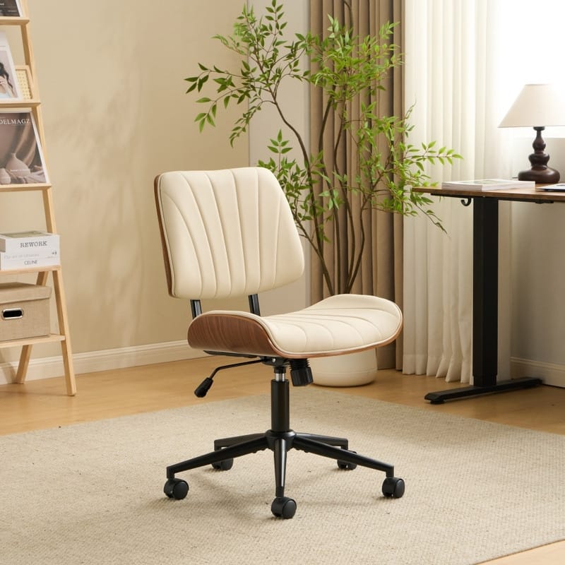 PU Trapezoid Curved Back Swivel Office Chair
