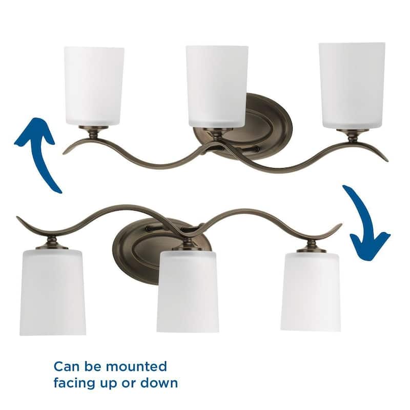 Inspire Collection Three-Light Antique Bronze Etched Glass Traditional Bath Vanity Light - 8.1875" x 22.375" x 6.875"