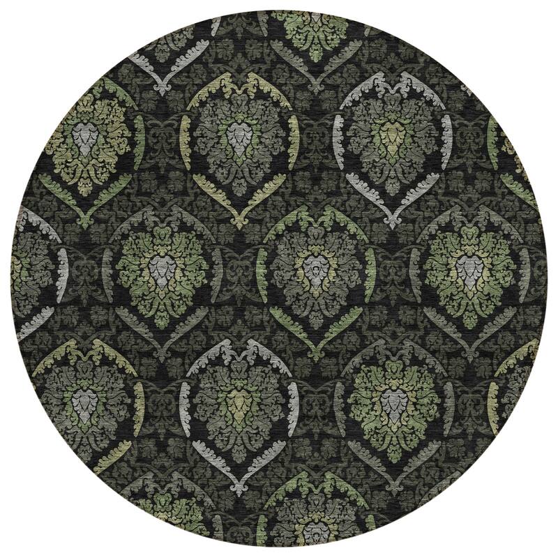 Machine Washable Indoor/ Outdoor Chantille Traditional Damask Rug