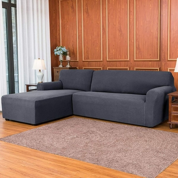 slide 2 of 81, Subrtex 2-Piece L Shape Sofa Cover Stretch Sectional Left Chaise Cover