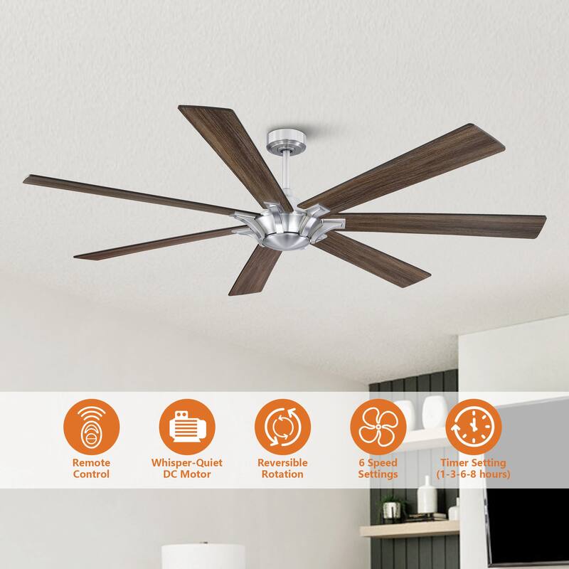 72" Farmhouse Oak Wooden 7-Blade Reversible Windmill Ceiling Fan without Light