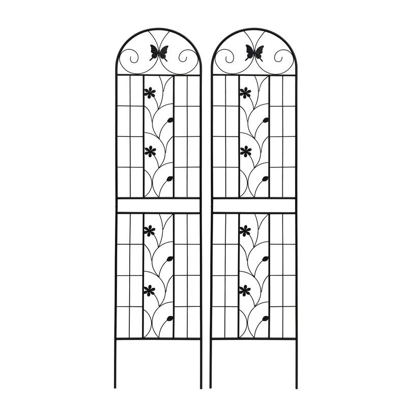 2 Pack Metal Garden Trellis Rustproof Trellis for Climbing Plants Outdoor Flower Support Black