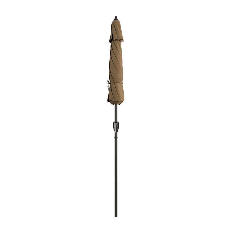 California Umbrella 7.5' Round Aluminum Crank Lift Auto Tilt 8 Rib Patio Umbrella, Bronze Finish, Sunbrella Fabric
