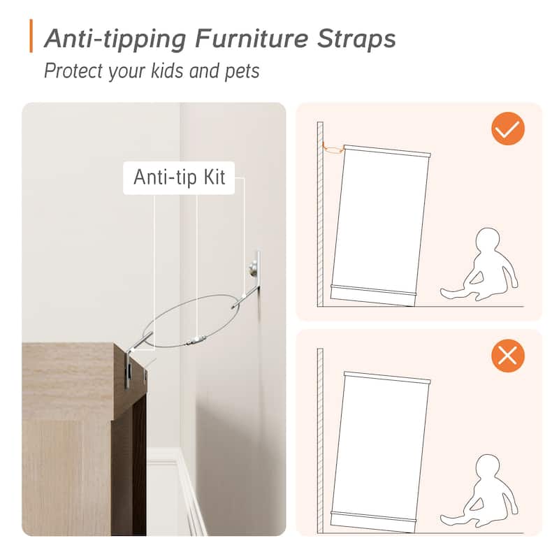 3-Column 73.3" Tall Bookshelf Set with Open Storage and Glass Doors