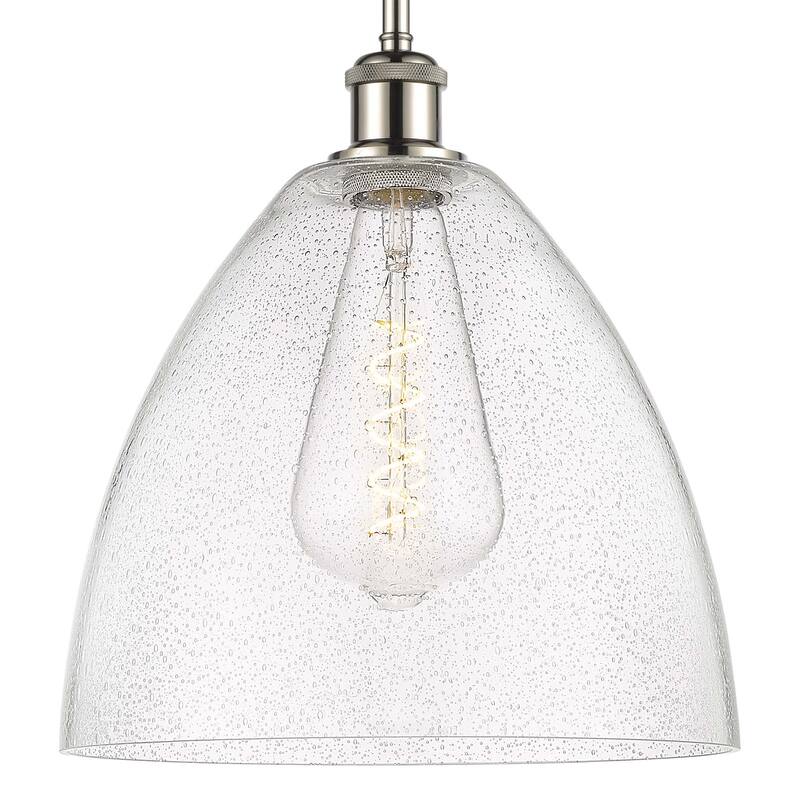 Innovations Lighting 516-1S-13-12 Bristol Pendant Bristol 12" Wide - Polished Nickel / Seedy