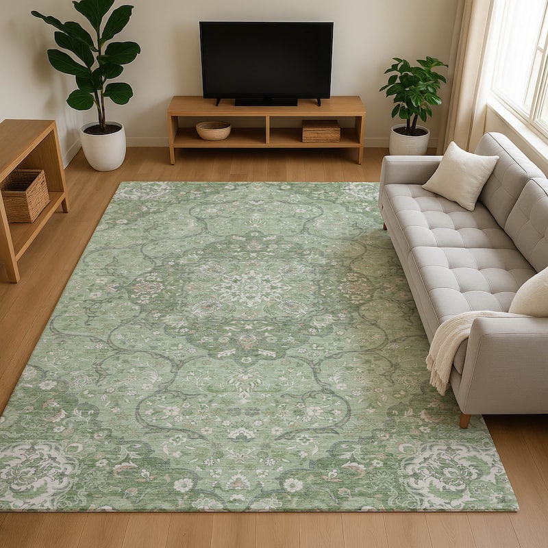 Premium Washable Super Soft Traditional Parman Mayfield Rug - Aloe - 8' x 10'