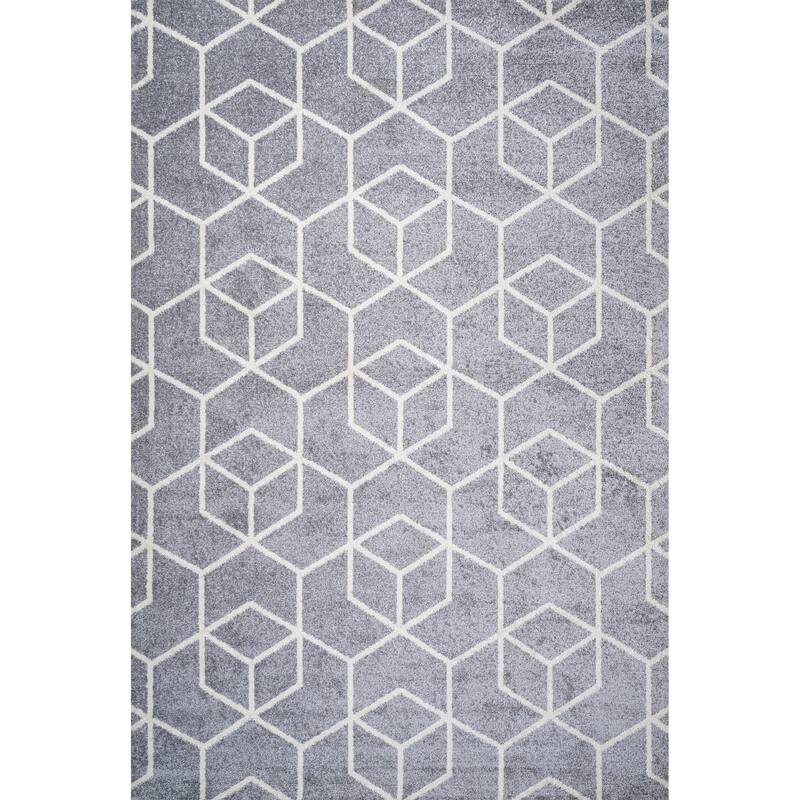 JONATHAN Y Cole Blocks Modern Geometric Area Rug - 8 X 10 - Light Gray/White