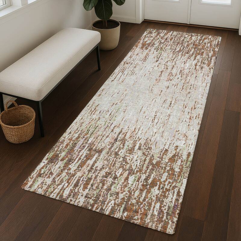 Machine Washable Indoor/ Outdoor Abstract Moxy Chantille Rug
