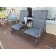 Outsunny Two Person Outdoor Mesh Fabric Patio Double Glider Chair with Center Table