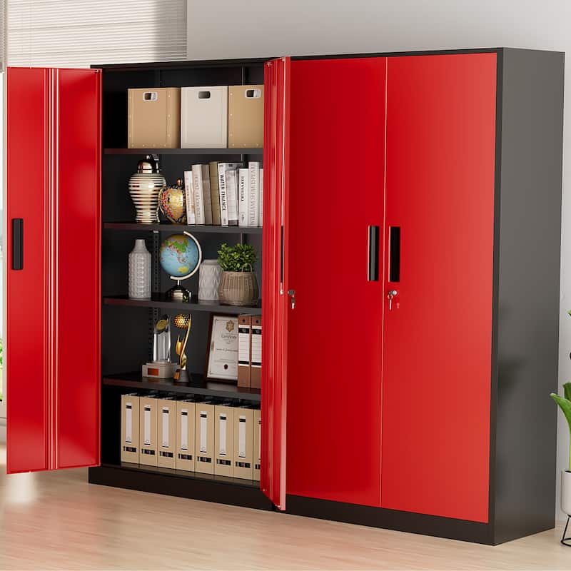 71 inch Garage Storage Cabinet Shelving Kitchen Pantry Locker with Adjustable Shelves for Office, Garage, Home, Pantry