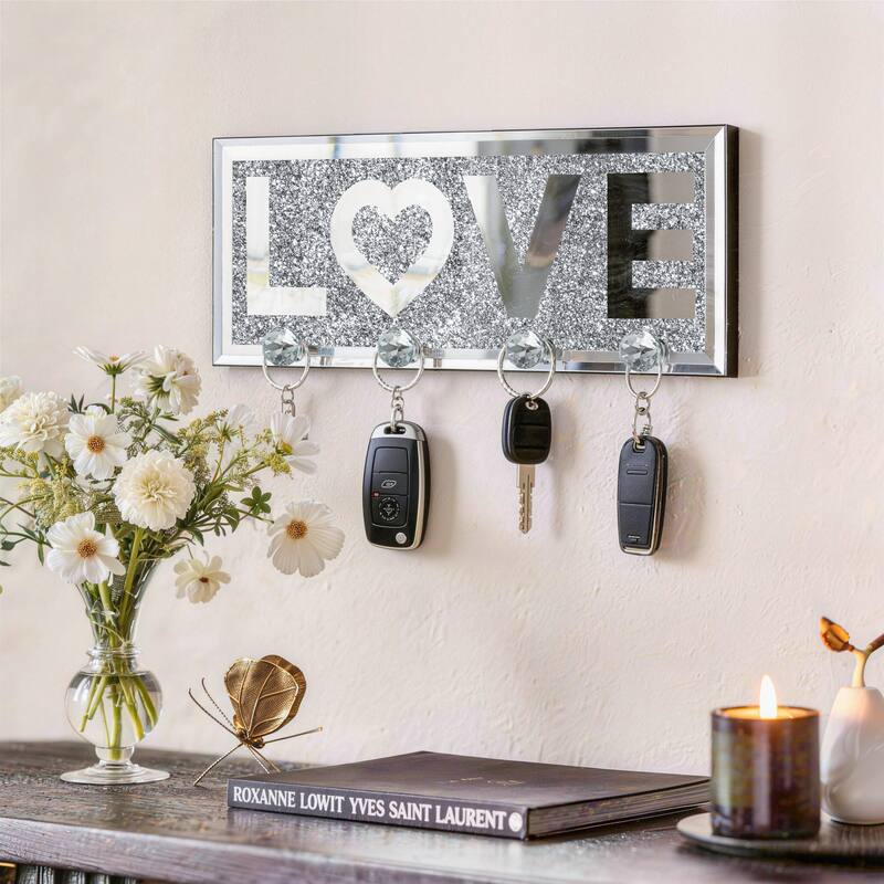 Mirrored Key Holder for Wall Decorative - LOVE