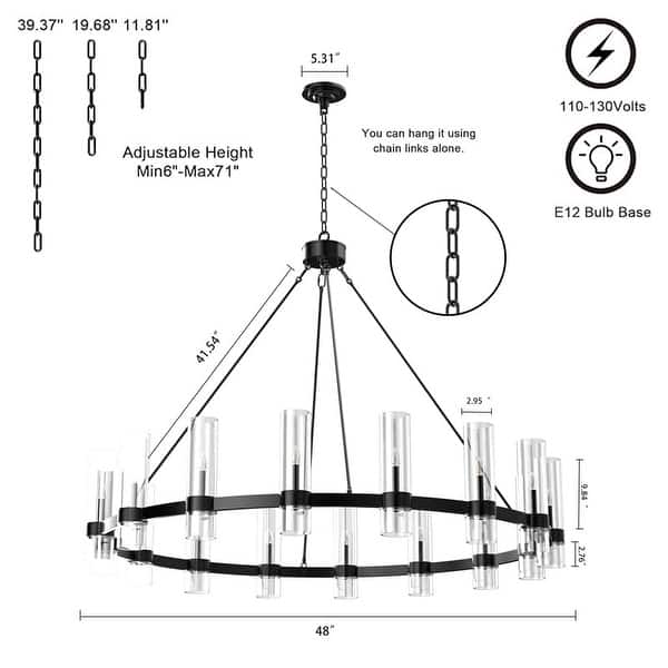 dimension image slide 0 of 2, Black Wagon Wheel Chandelier Modern Farmhouse Chandelier