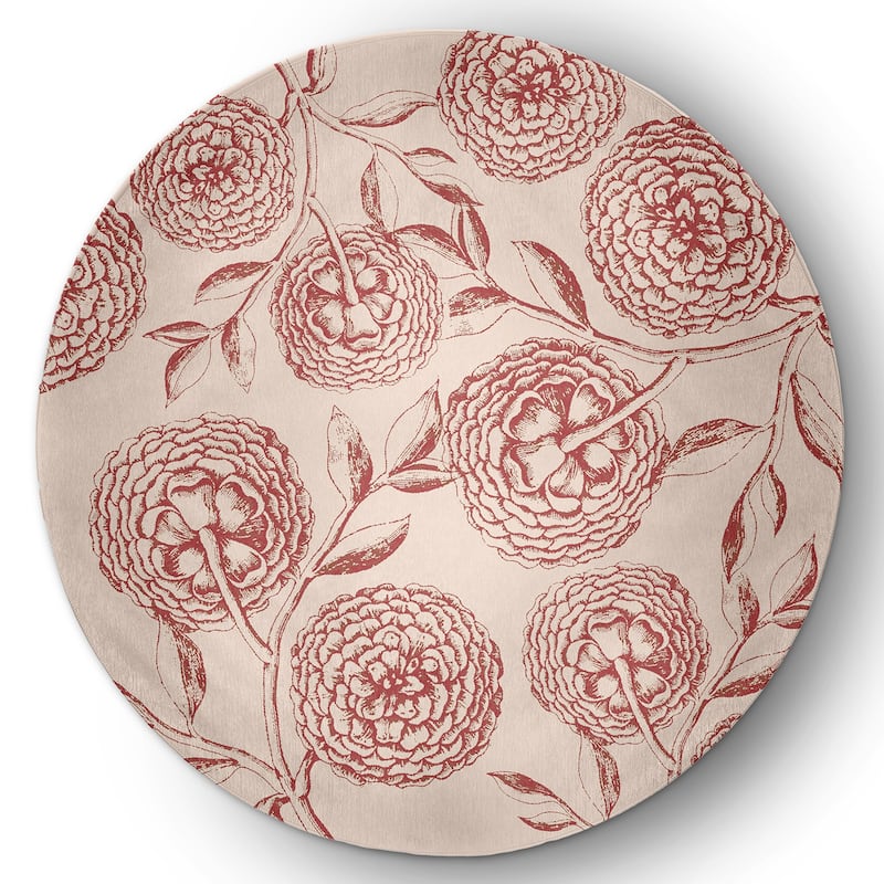 Antique Flowers Spring Chenille Indoor/Outdoor Rug - Red - 5' Round