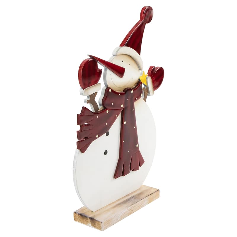 Glossy Snowman in Red Scarf and Mittens Christmas Decoration - 12"