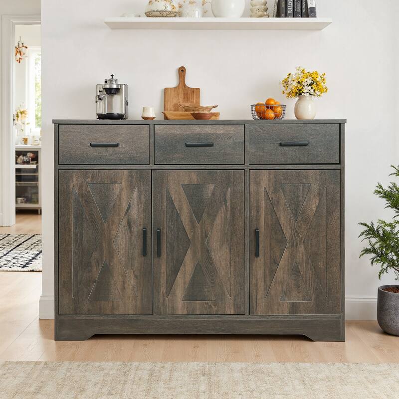 Traditional 3 Drawer Sideboard Storage Cabinet