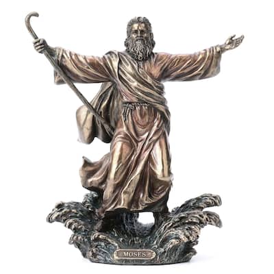 9.06" H MOSES PARTING THE RED SEA Cold Cast Bronze - 5.51"x8.07"x9.06"