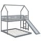 preview thumbnail 12 of 10, Twin over Full House Bunk Bed with Slide and Full-Length Guardrail