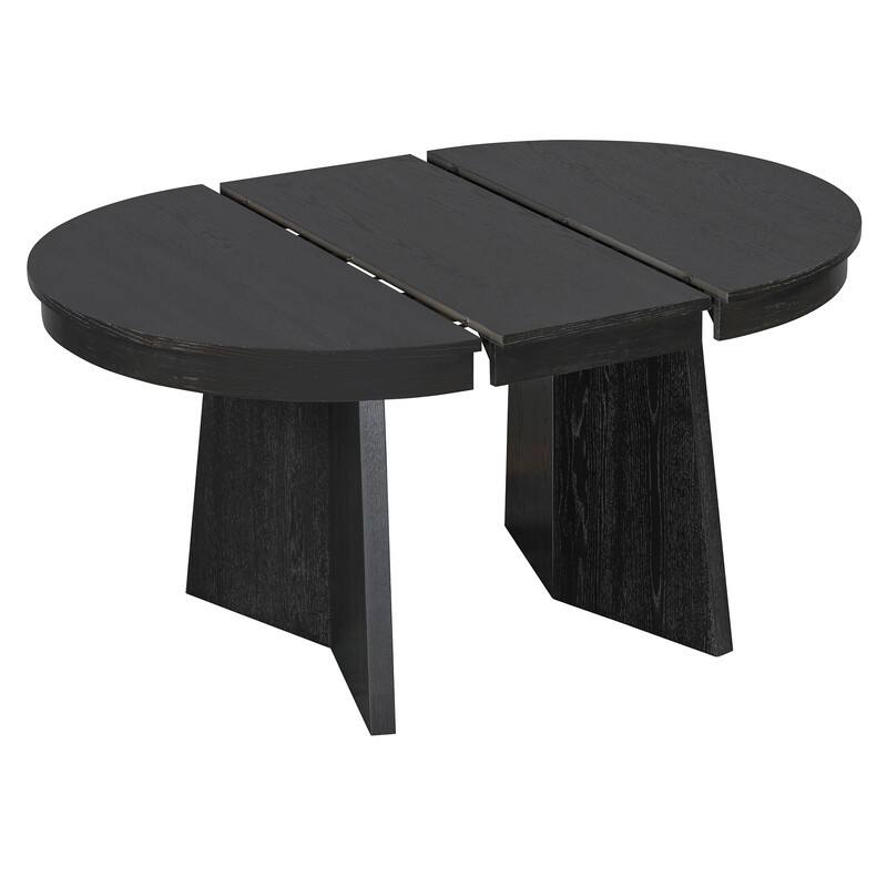 Spruce & Spring Round Dining Table Set for 4, Extendable 5-Piece Mid Century Modern Farmhouse Table with Rattan Chairs